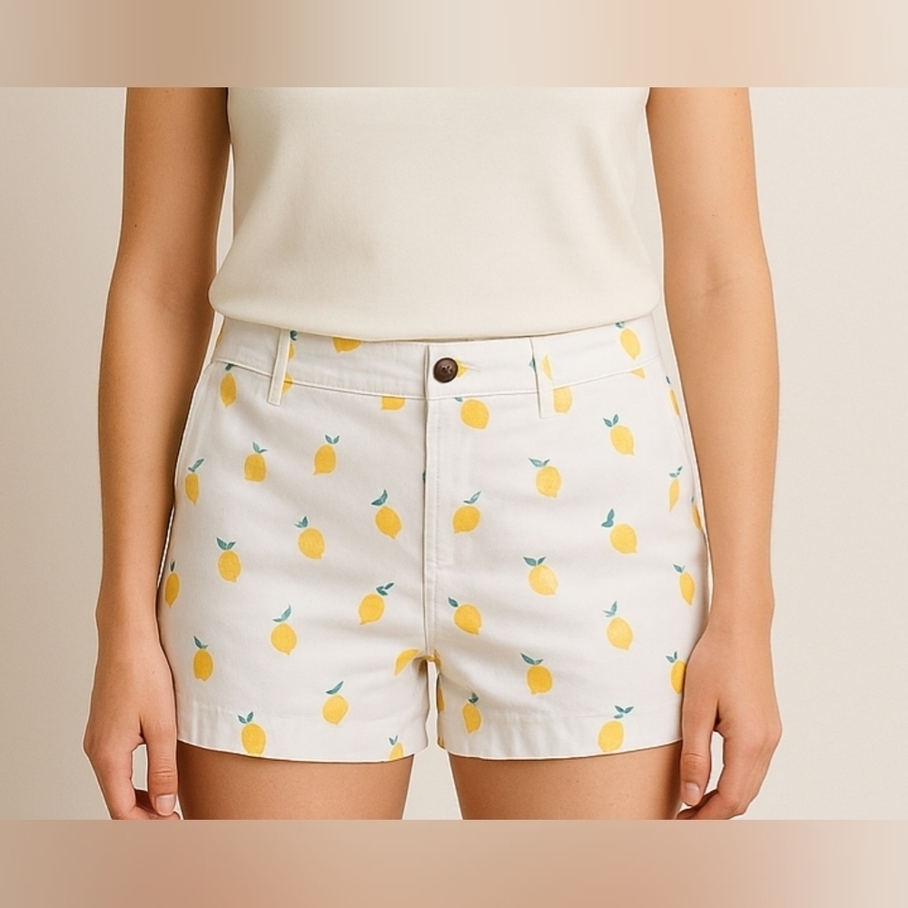 NWOT Old Navy Lemon Print Chino Shorts  Cotton Size 16